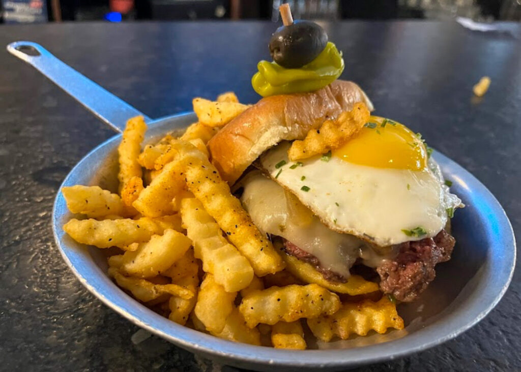 Burger and fries at Small Batch in Winston-Salem, NC