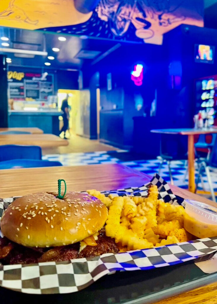 Burger and fries at Heff's Burger Club in Winston-Salem, NC